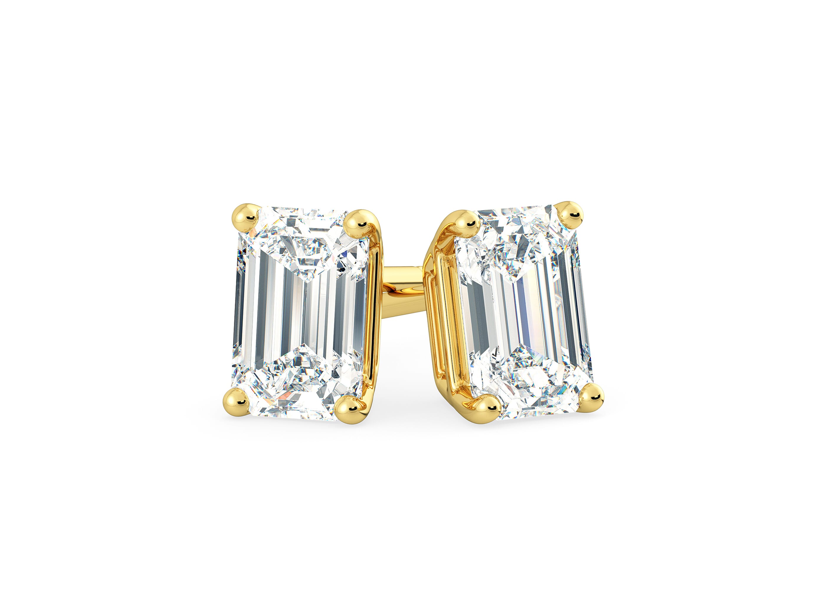 emerald cut diamond earrings yellow gold