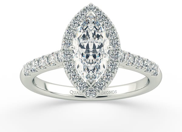 Marquise Bijou Halo Diamond Ring in Platinum