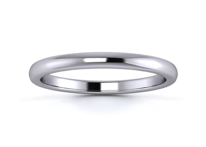 2mm slight court flat edge  wedding ring in platinum