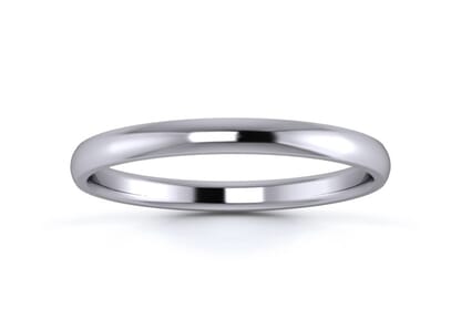 2mm traditional d shape  wedding ring in 18k white gold