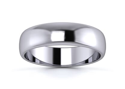 5mm traditional d shape  wedding ring in platinum